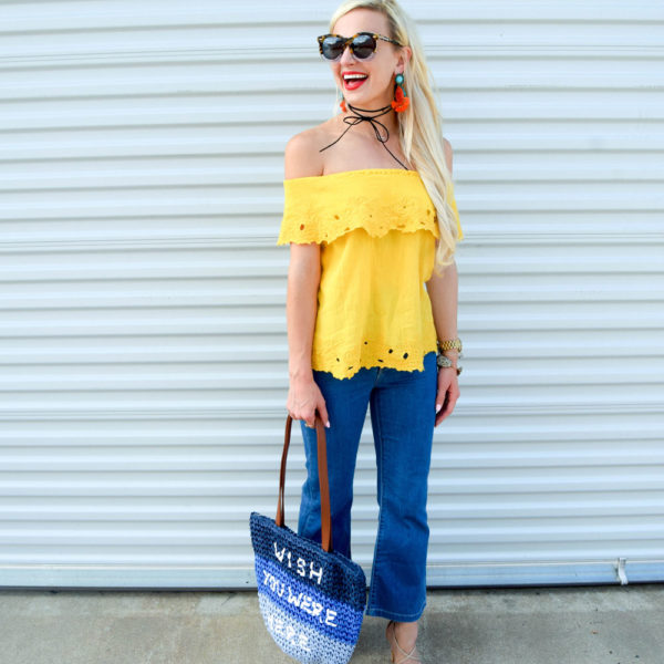 vandi-fair-blog-lauren-vandiver-dallas-texas-southern-fashion-blogger-marks-amd-spencer-flared-cropped-jeans-M&S-collection-yellow-bardot-blouse-13