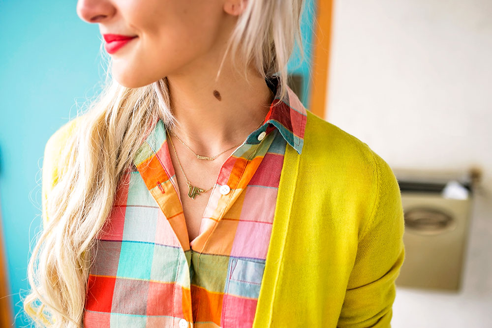 colorful womens plaid button up