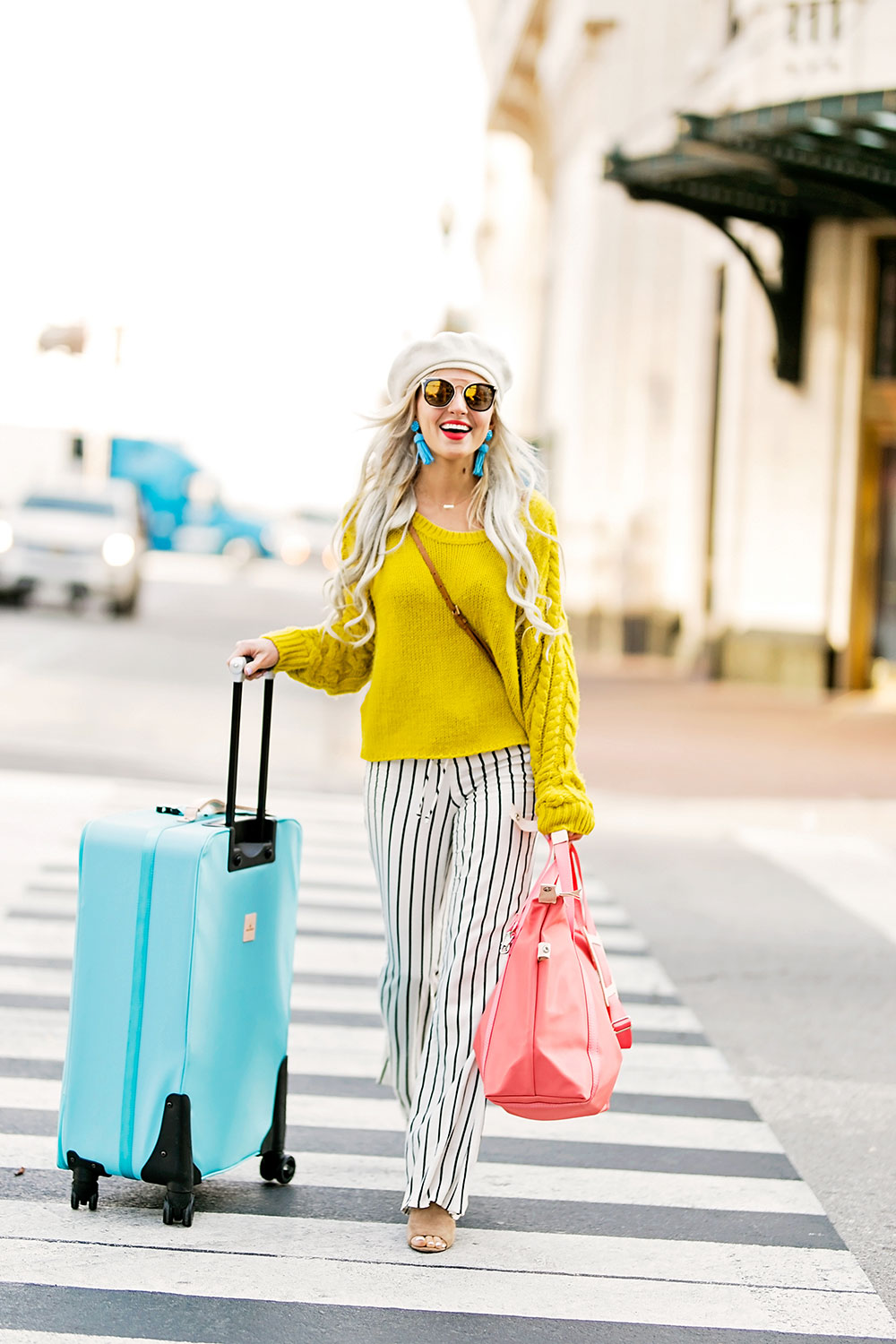 winter travel outfit idea