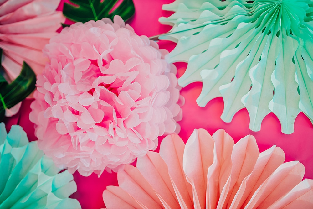 tropical tissue paper backdrop