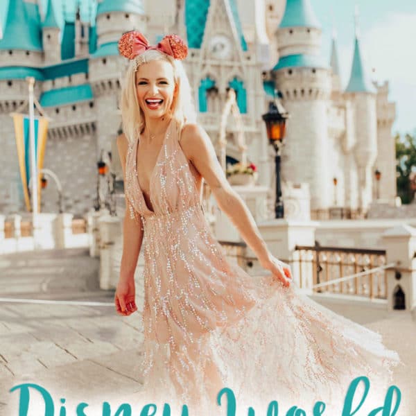 disney world instagram captions - 100+ ideas - cinderella's castle - magic kingdom - sequin maxi dress - disney blogger