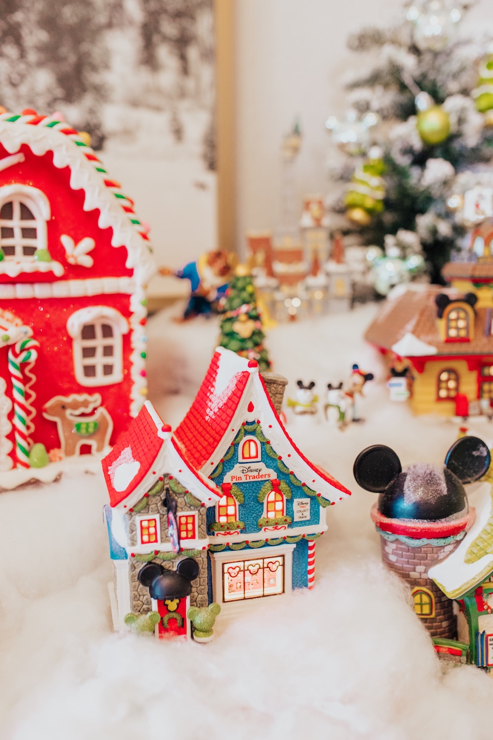 how to create a disney mickey's christmas village display on a table - colorful christmas decor