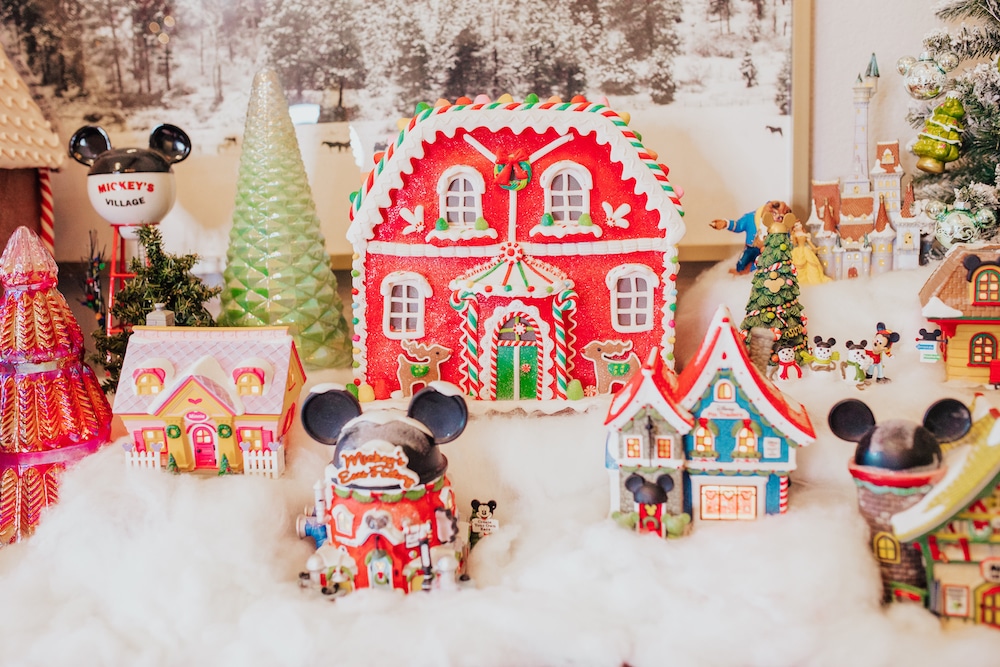 how to create a christmas village display on a table - colorful christmas decor