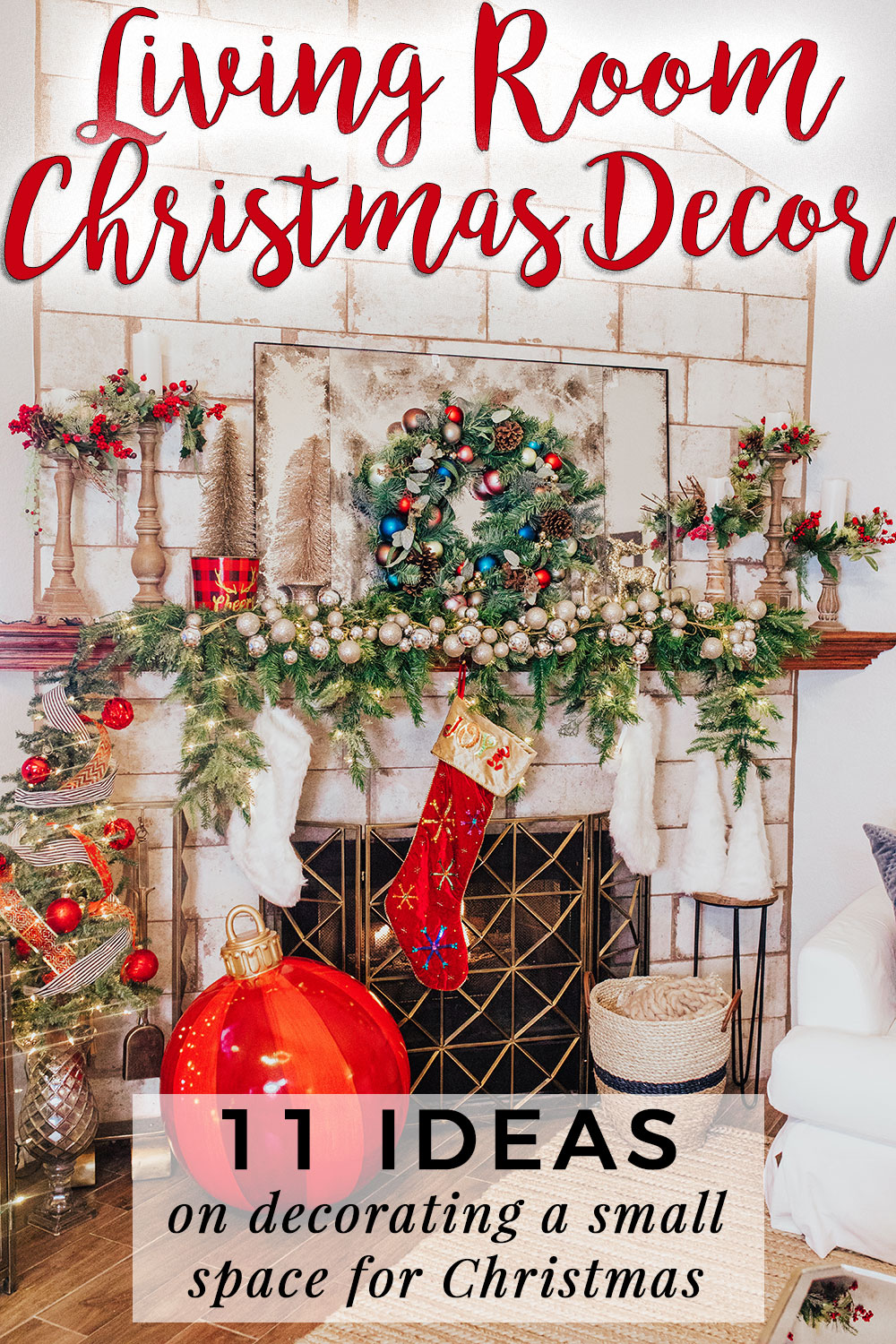 how to decorate a small living room for christmas - christmas mantle garland decor