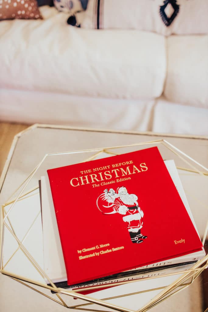 how to decorate a small living room for christmas - classic christmas books as coffee table books