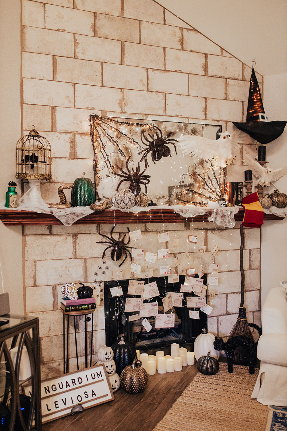 Our Harry Potter Halloween Decorations - Mantle Decor DIY