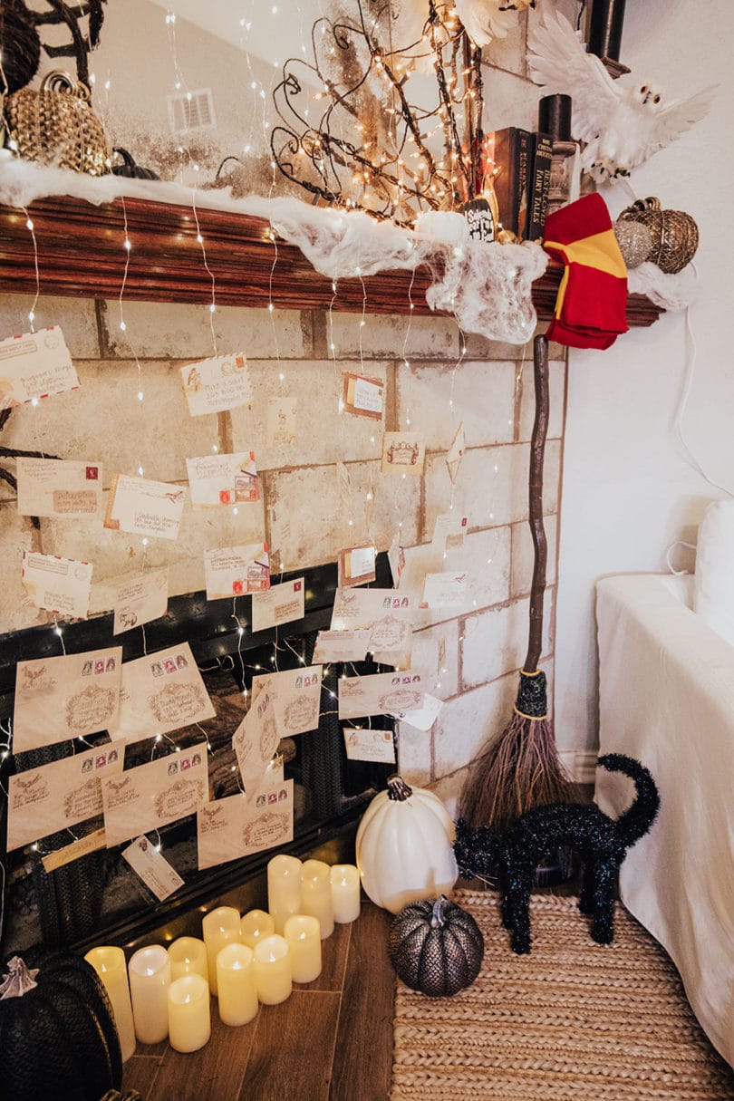 Our Harry Potter Halloween Decorations - Mantle Decor DIY