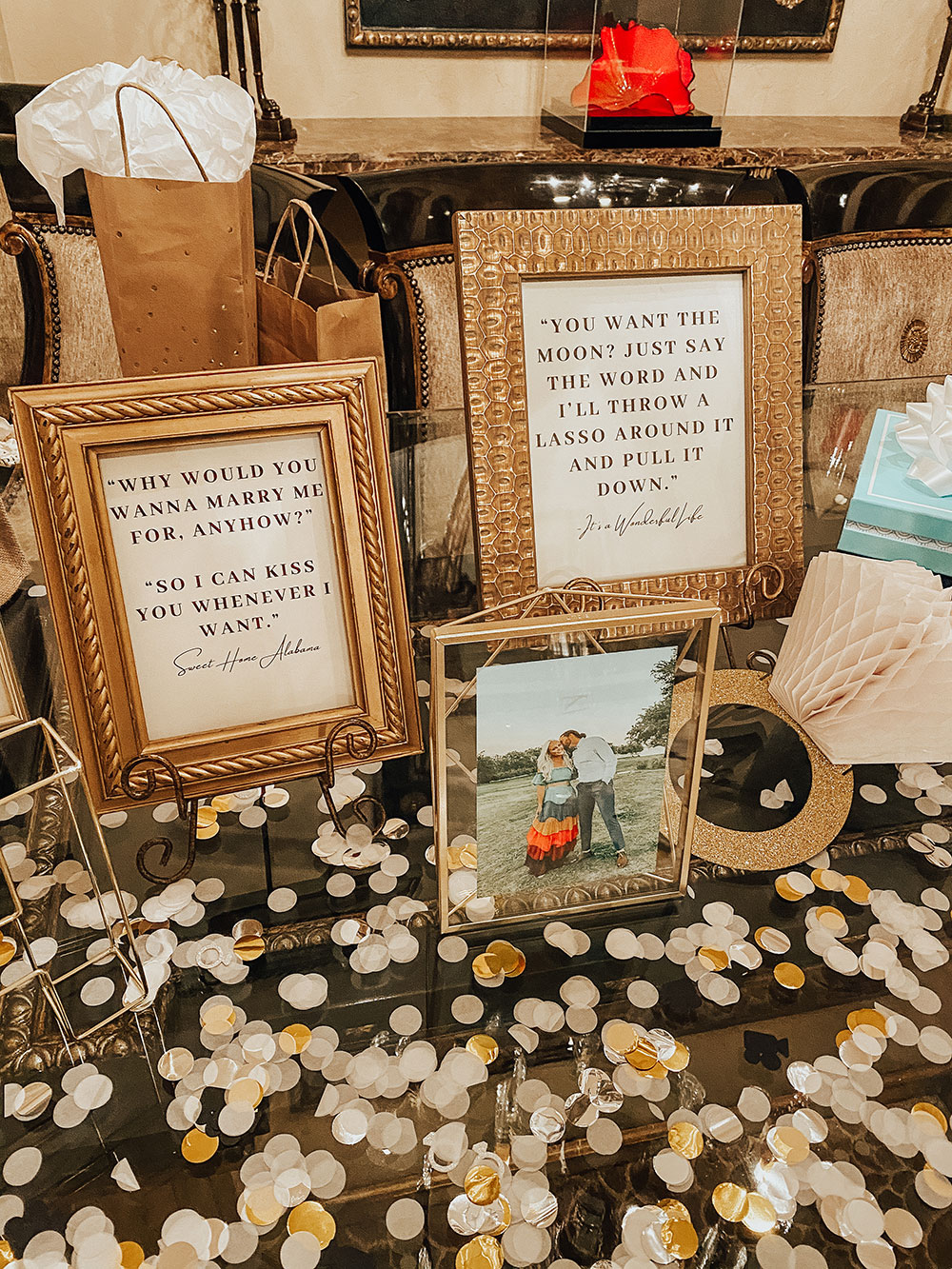 engagement party ideas - framed love quotes from movies