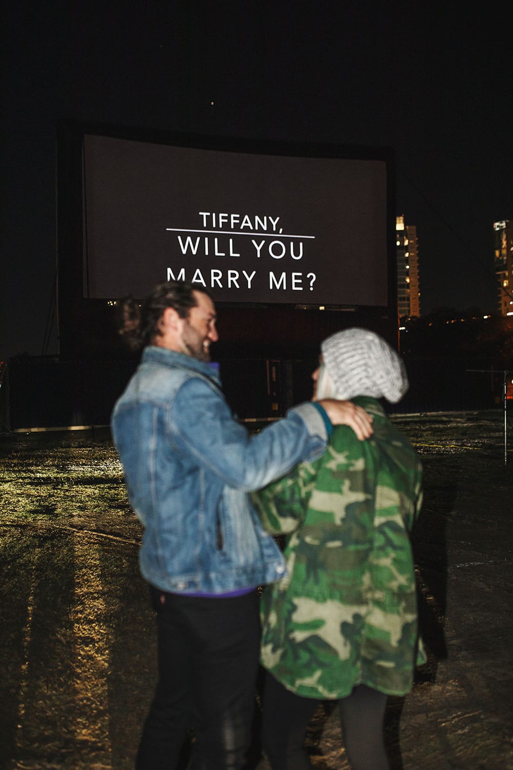 surprise proposal idea - drive-in movie theater