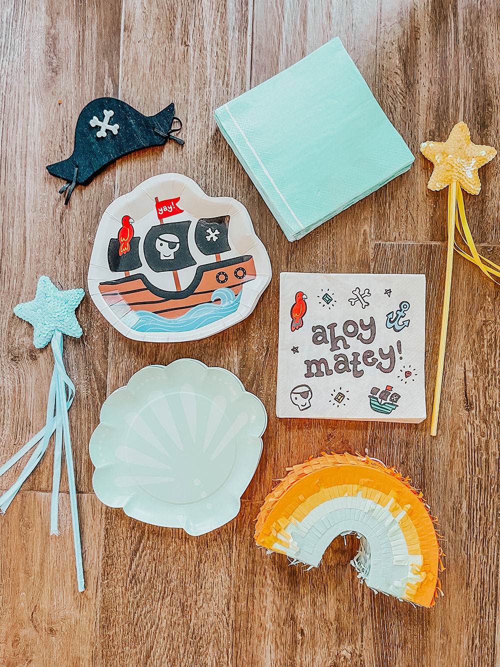 kids birthday party theme ideas pirate plates mermaid shell plates