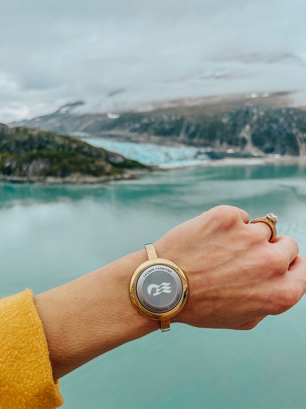 princess medallion wearable technology gold watch accessory - alaskan scenic cruising glacier bay national park